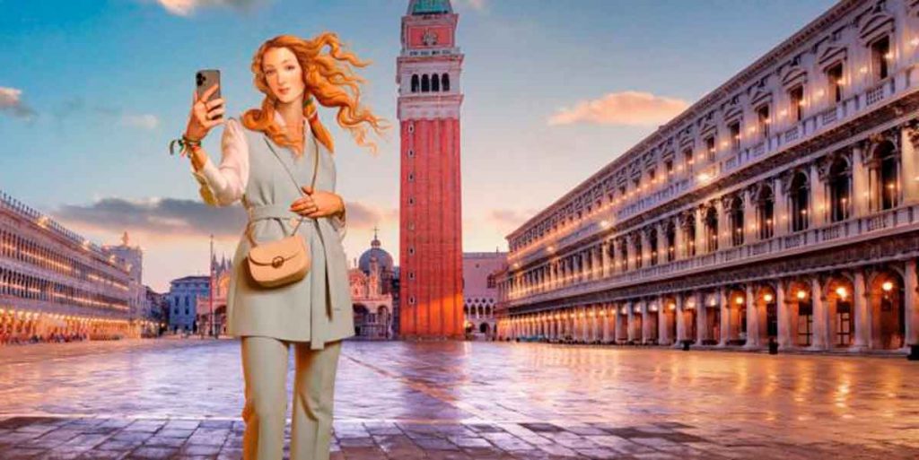 Vênus de Botticelli por IA na campanha do turismo italiano