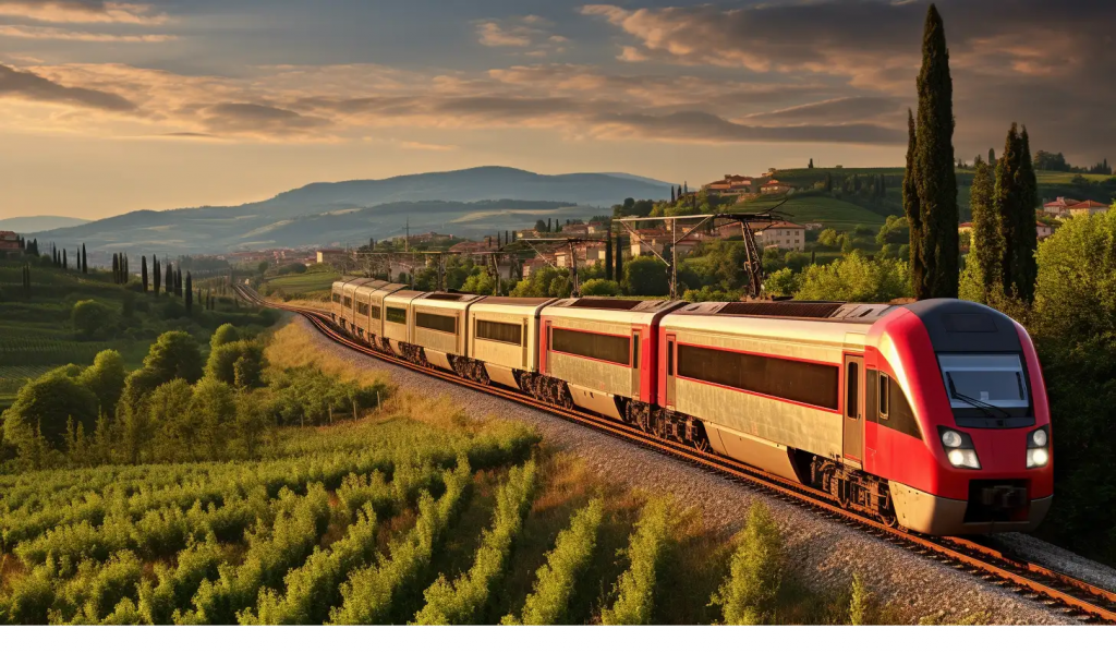 Viagem de trem na Itália